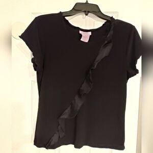 Oscar De La RENTA Elegant Black Ruffle Top Black M